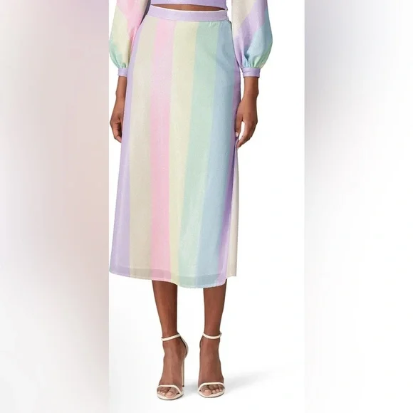 Olivia Rubin Penelope Sequin Pastel Rainbow Skirt